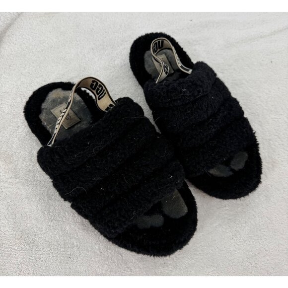 Ugg Fluff Yeah Slide Sandals Black Size 6 - Picture 1 of 6